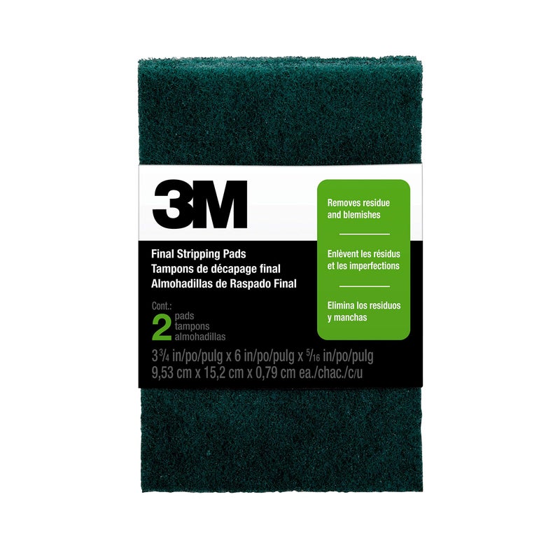 3M Final Stripping Pads, 0 Fine, 3-3/4 in. x 6 in. x 5/16 in., 2/Pack - Image 1